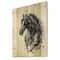 Designart - Portrait of Friesian Horse With Long Manes - Farmhouse Print on Natural Pine Wood